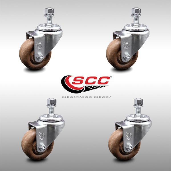 Service Caster 3.5 Inch SS High Temp Glass Filled Nylon 12mm Threaded Stem Caster Set SCC SCC-SSTS20S3514-GFNSHT-M1215-4 - main